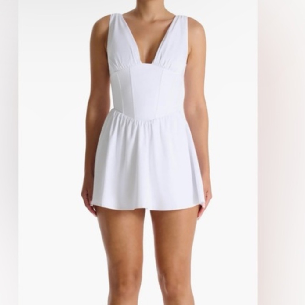 NWT Naked Wardrobe Tie Back Corset Bustier White Dress